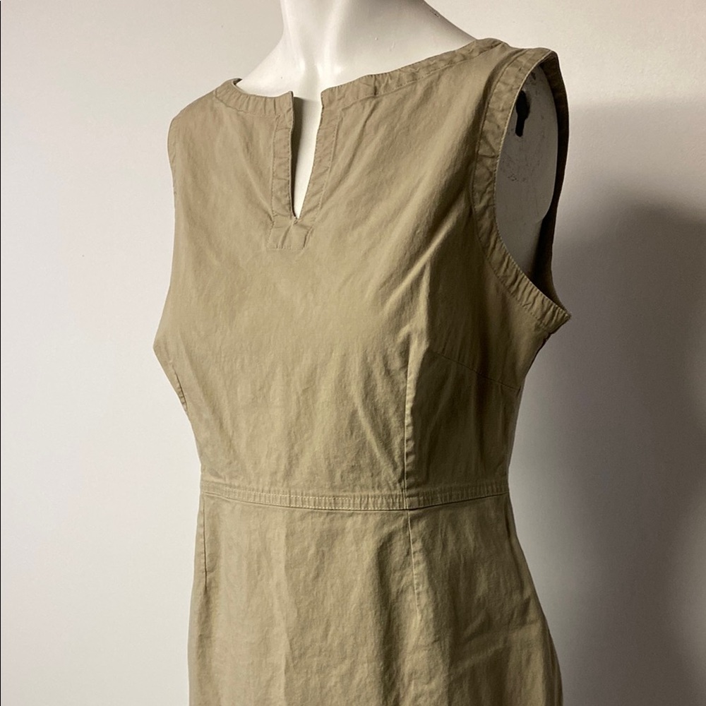 GAP Tan Sleeveless Sheath Dress V-Neck Midi - Picture 3 of 9
